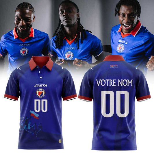 Haïtienne de Football 1974 História do Haiti for World Cup 2026 Polo Blue Custom Name, Number
