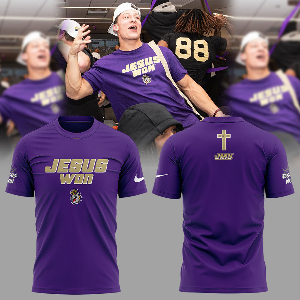 James Madison Dukes Football Jesus Won Combo Shirt