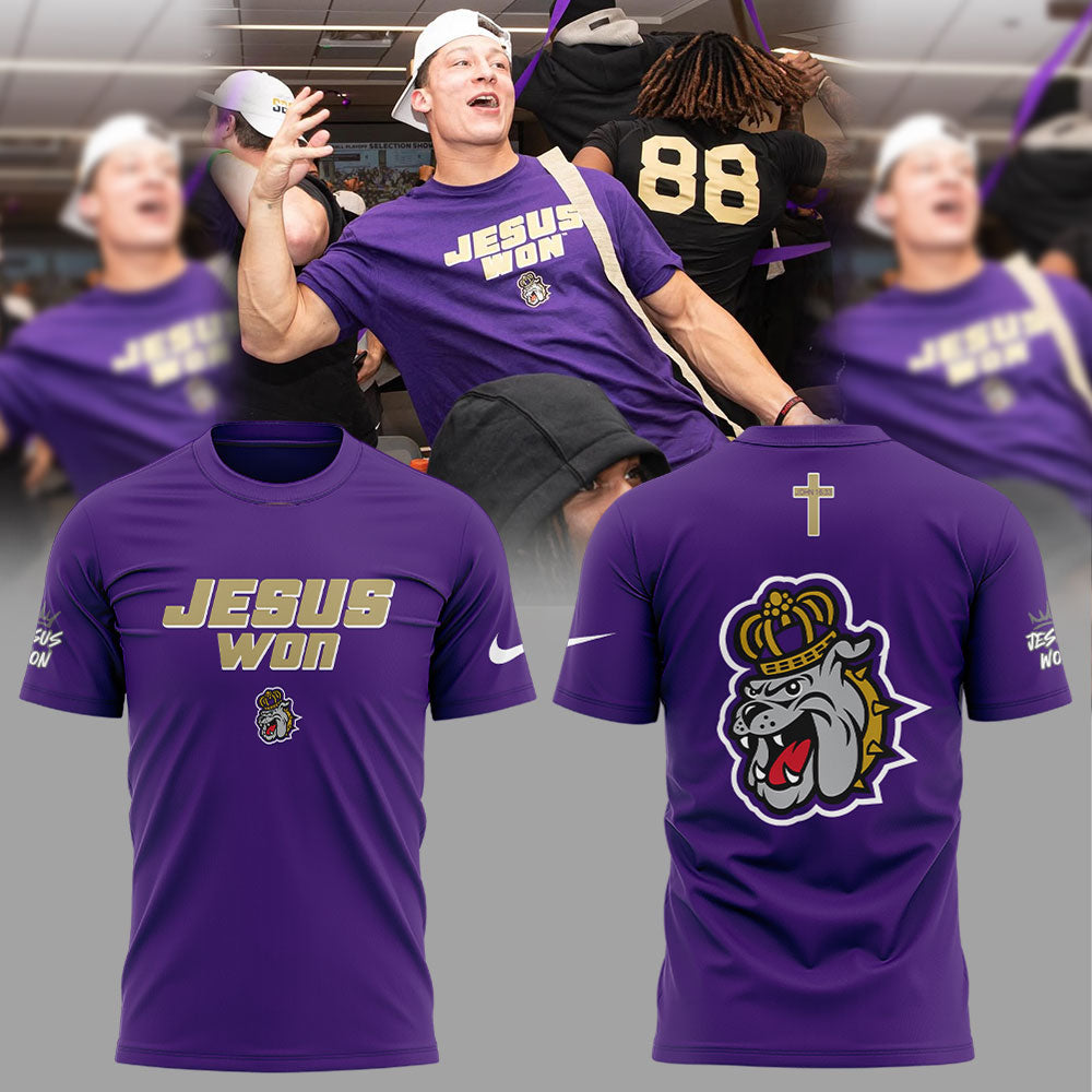 James Madison Dukes Football Jesus Won Combo Shirt