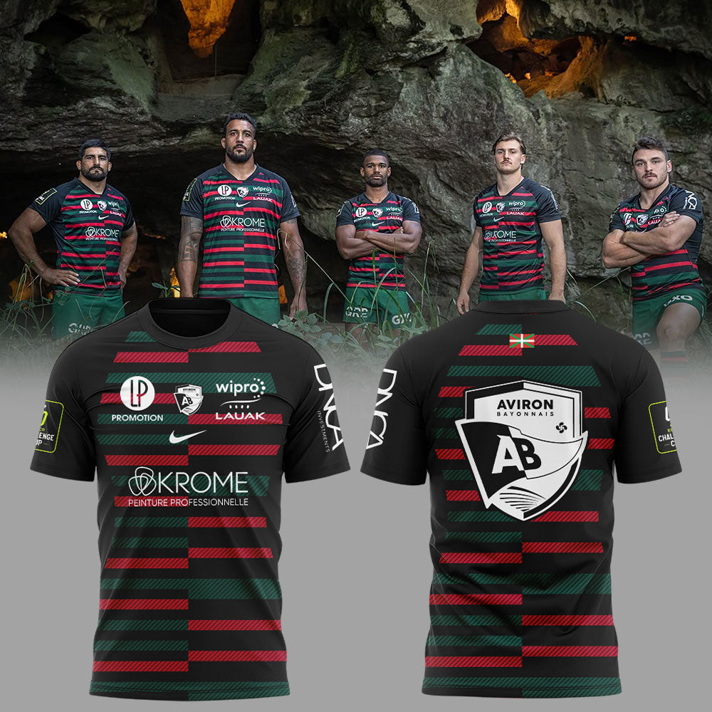 Forgé par l’histoire. Tissé d’héritage. Le nouveau troisième maillot de l’Aviron Bayonnais. TShirt
