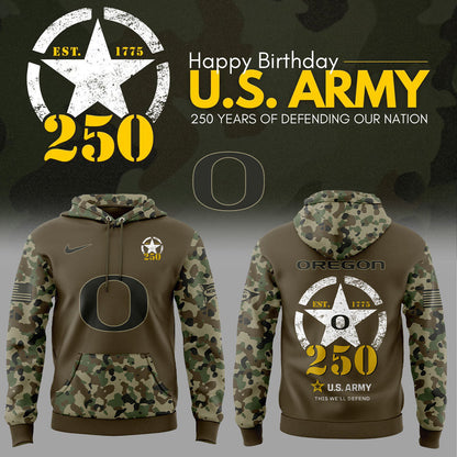 Limited Edition Oregon Football U.S. Army 250th Celebration Hoodie