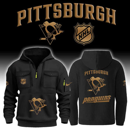 P Penguins Gold Logo Collection Pocket Hoodie