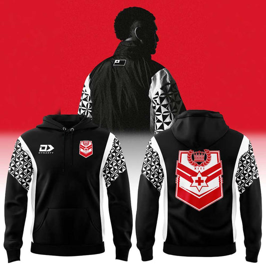 For Tonga Rugby League ’26 Tracksuit Retro Track Hoodie Black