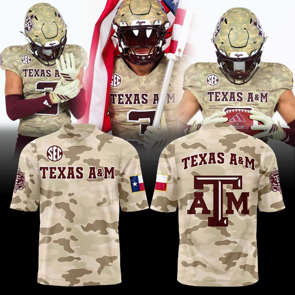 The special “Honor & Support” uniform will be used on the field by the Texas A&M football team Football Jersey