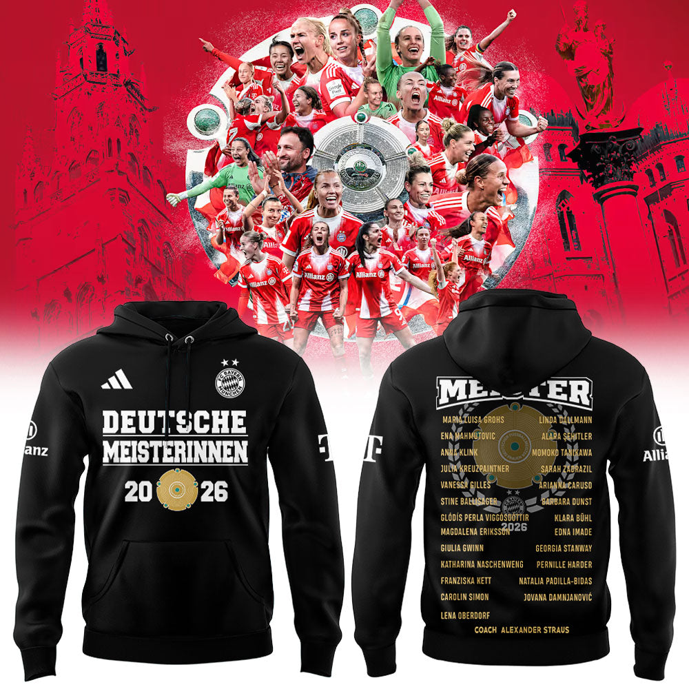 FC Bayern Frauen ” Has Won The Women™s Bundesliga Title For The Fourth Consecutive Time Hoodie Black