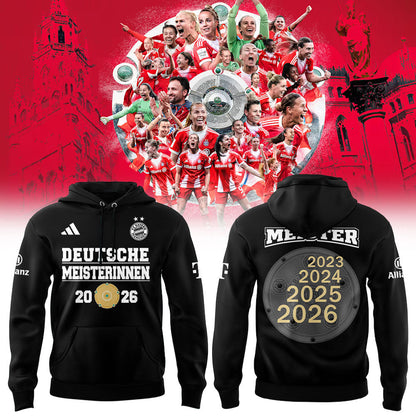 FC Bayern Frauen ” Has Won The Women™s Bundesliga Title For The Fourth Consecutive Time Hoodie Black V2