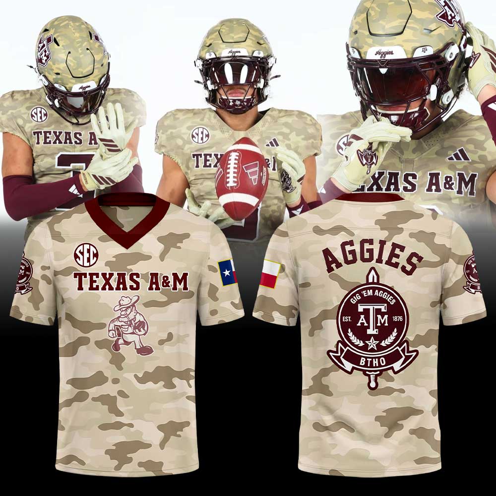 The special “Honor & Support” uniform will be used on the field by the Texas A&M football team Football Jersey