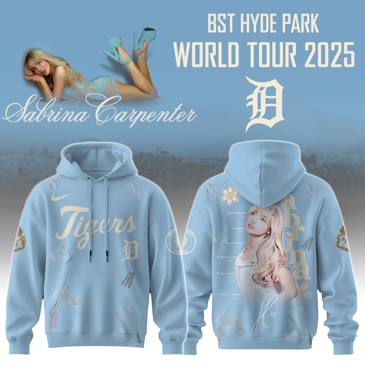 D Tigers x Sabrina Carpenter Short  Sweet Tour Hoodie Editions Limited +Selling Out Fast