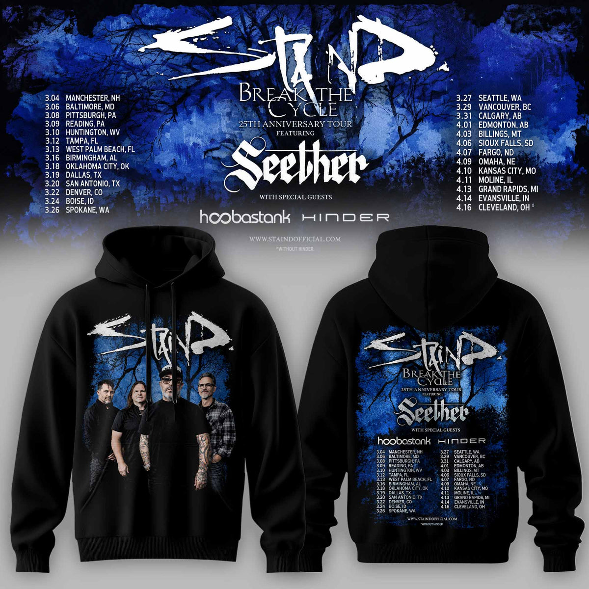 STAIND — BREAK THE CYCLE 25TH ANNIVERSARY TOUR Limited Edition Hoodie