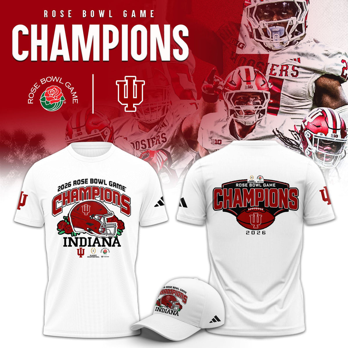 Indiana Hoosiers 2026 Rose Bowl Champions Limited Combo TShirt