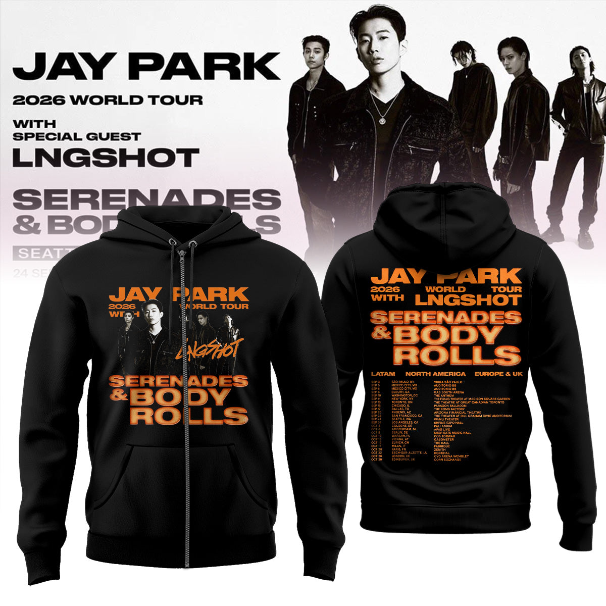 JP 2026 WORLD TOUR [SERENADES & BODY ROLLS] – Zip Hoodie