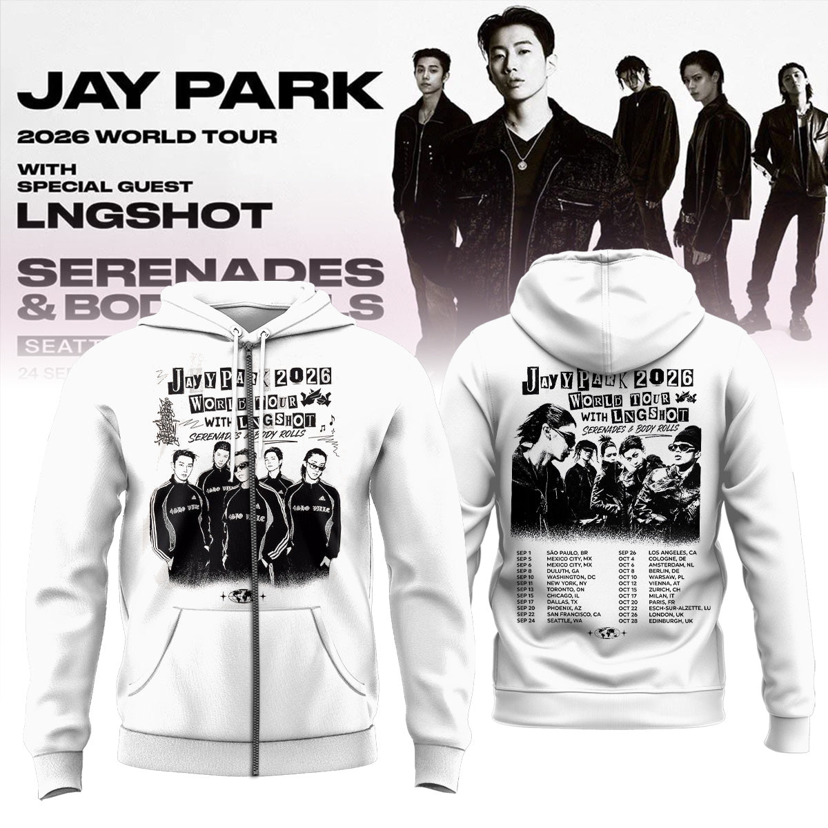 JP 2026 WORLD TOUR [SERENADES & BODY ROLLS] – Zip Hoodie