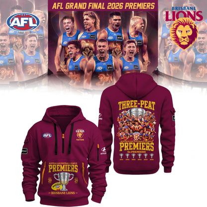 Brisbane Lions AFL 2026 Premiership Champions Half ZipHoodie