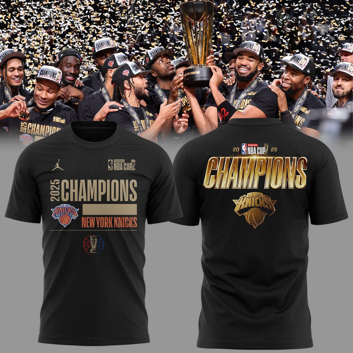 Limited Edition NY Knicks 2025 Emirates NBA Cup Champions Shirt