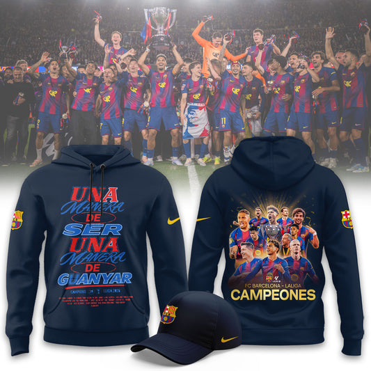 FC Barcelona 2025/26 Liga De Campeones Navy Hoodie