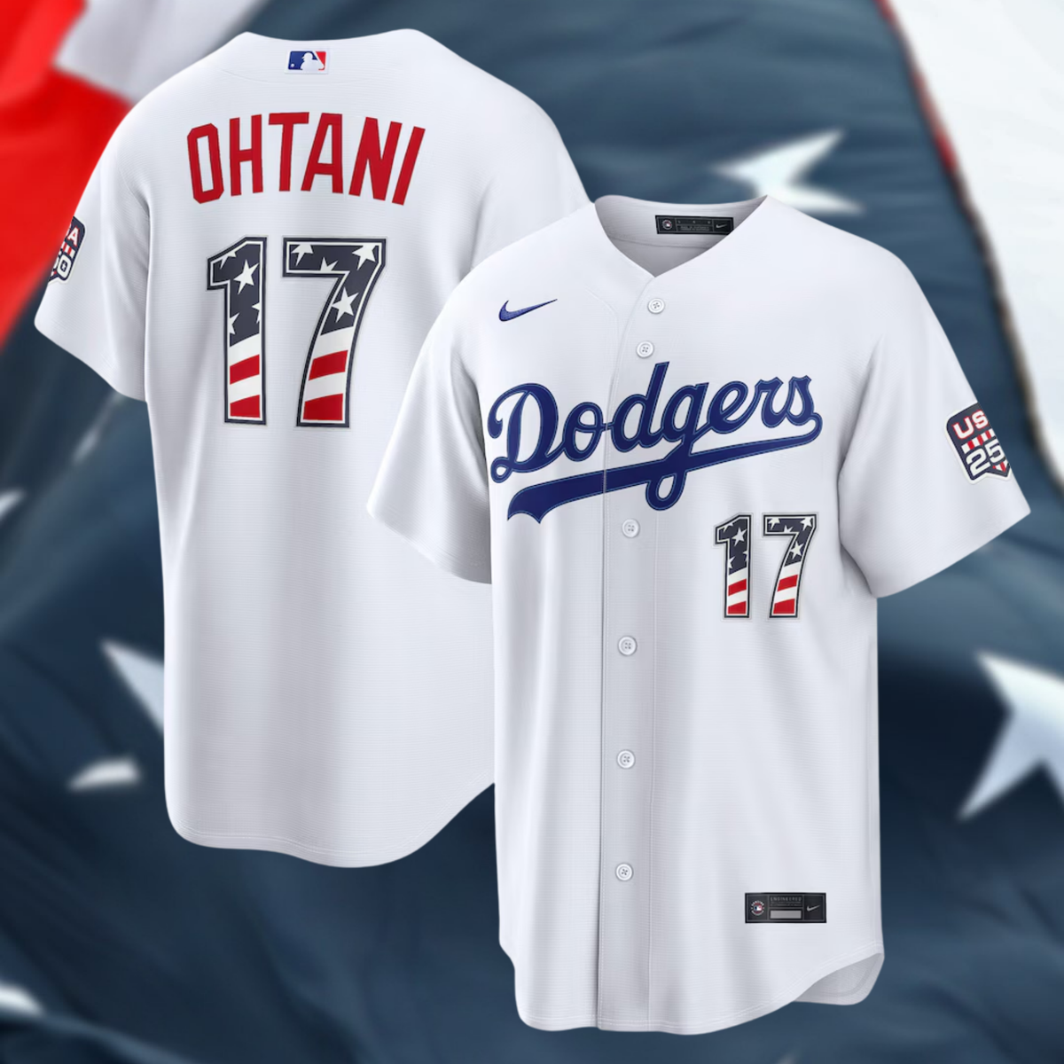 Los Angeles Dodgers White USA 250 Fourth of July Home Stadium Jersey Custom