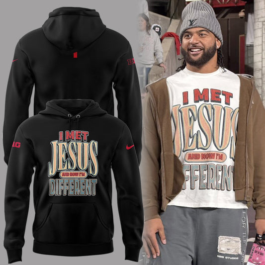 Back at Ohio State, J.T. Tuimoloau makes a statement in the ˜I MET JESUS AND NOW I™M DIFFERENT™ Hoodie