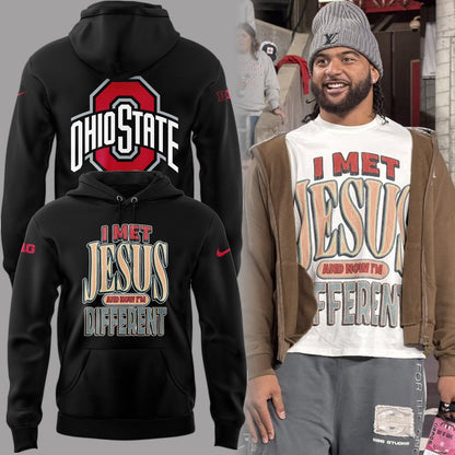 Back at Ohio State, J.T. Tuimoloau makes a statement in the ˜I MET JESUS AND NOW I™M DIFFERENT™ Hoodie