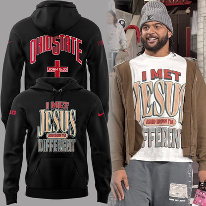 Back at Ohio State, J.T. Tuimoloau makes a statement in the ˜I MET JESUS AND NOW I™M DIFFERENT™ Hoodie
