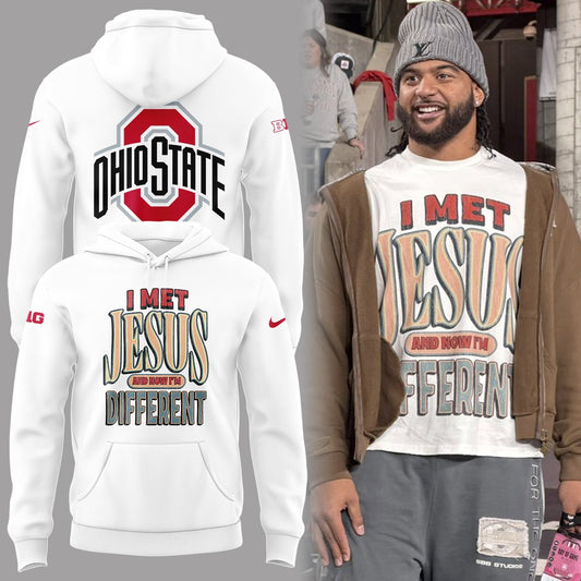 Back at Ohio State, J.T. Tuimoloau makes a statement in the ˜I MET JESUS AND NOW I™M DIFFERENT™ Hoodie