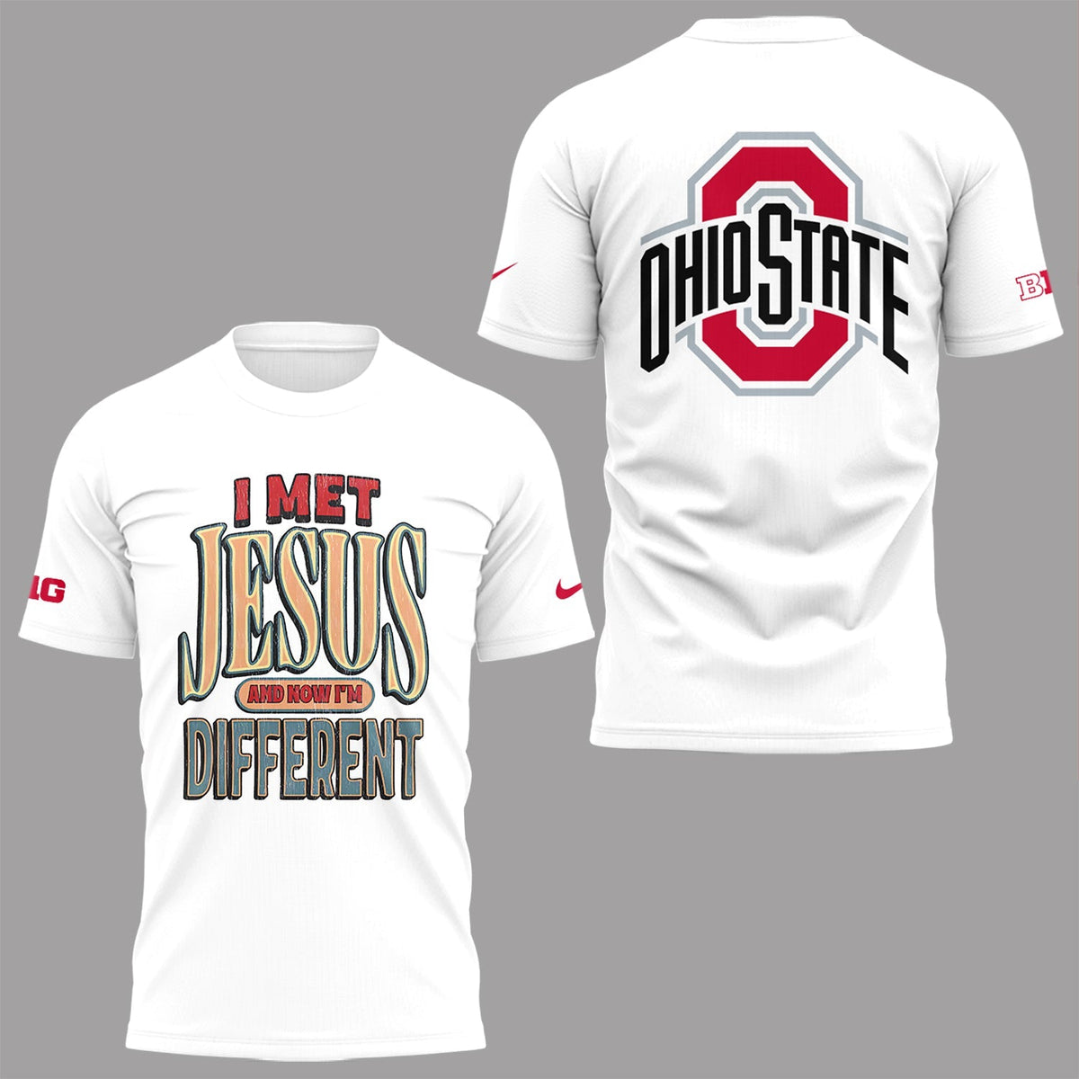Back at Ohio State, J.T. Tuimoloau makes a statement in the ˜I MET JESUS AND NOW I™M DIFFERENT™ T-Shirt