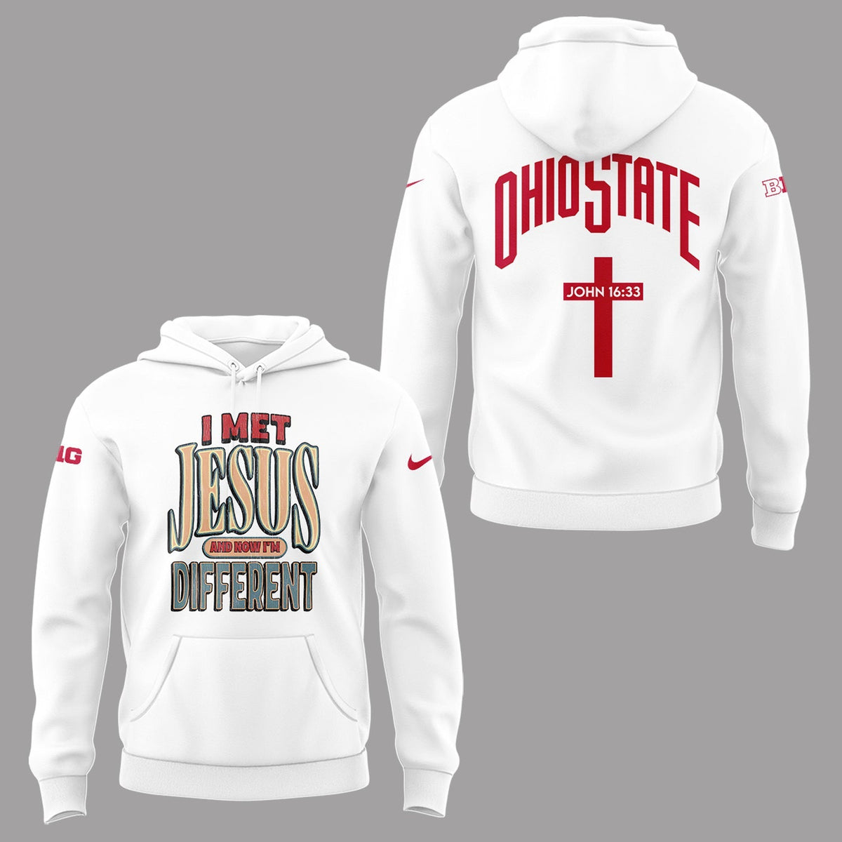 Back at Ohio State, J.T. Tuimoloau makes a statement in the ˜I MET JESUS AND NOW I™M DIFFERENT™ Hoodie