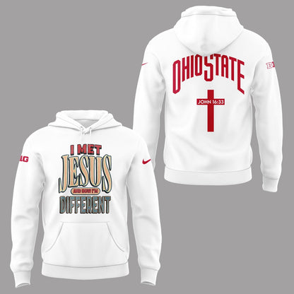 Back at Ohio State, J.T. Tuimoloau makes a statement in the ˜I MET JESUS AND NOW I™M DIFFERENT™ Hoodie