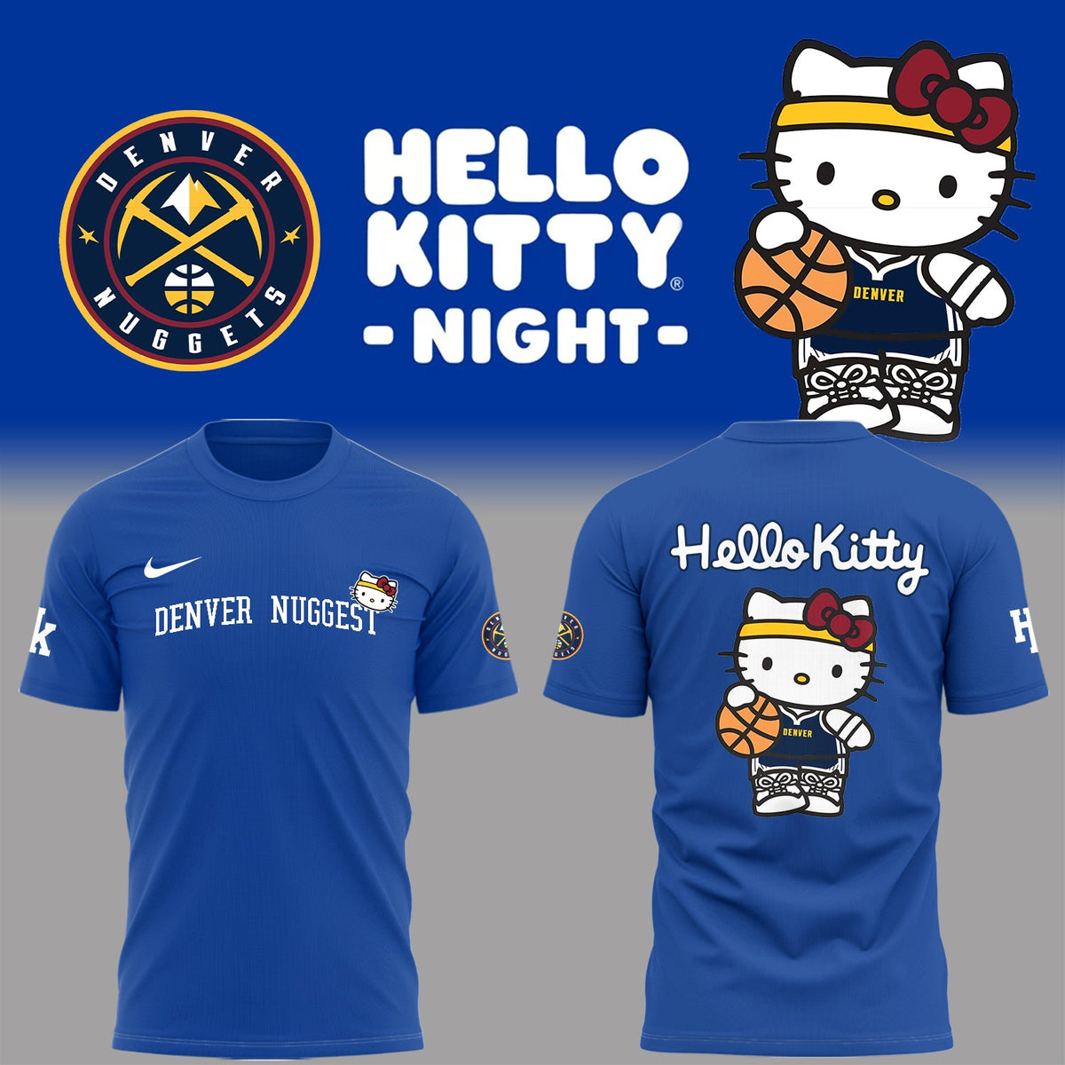 Limited Edition Nuggets x Hello Kitty Night TShirt