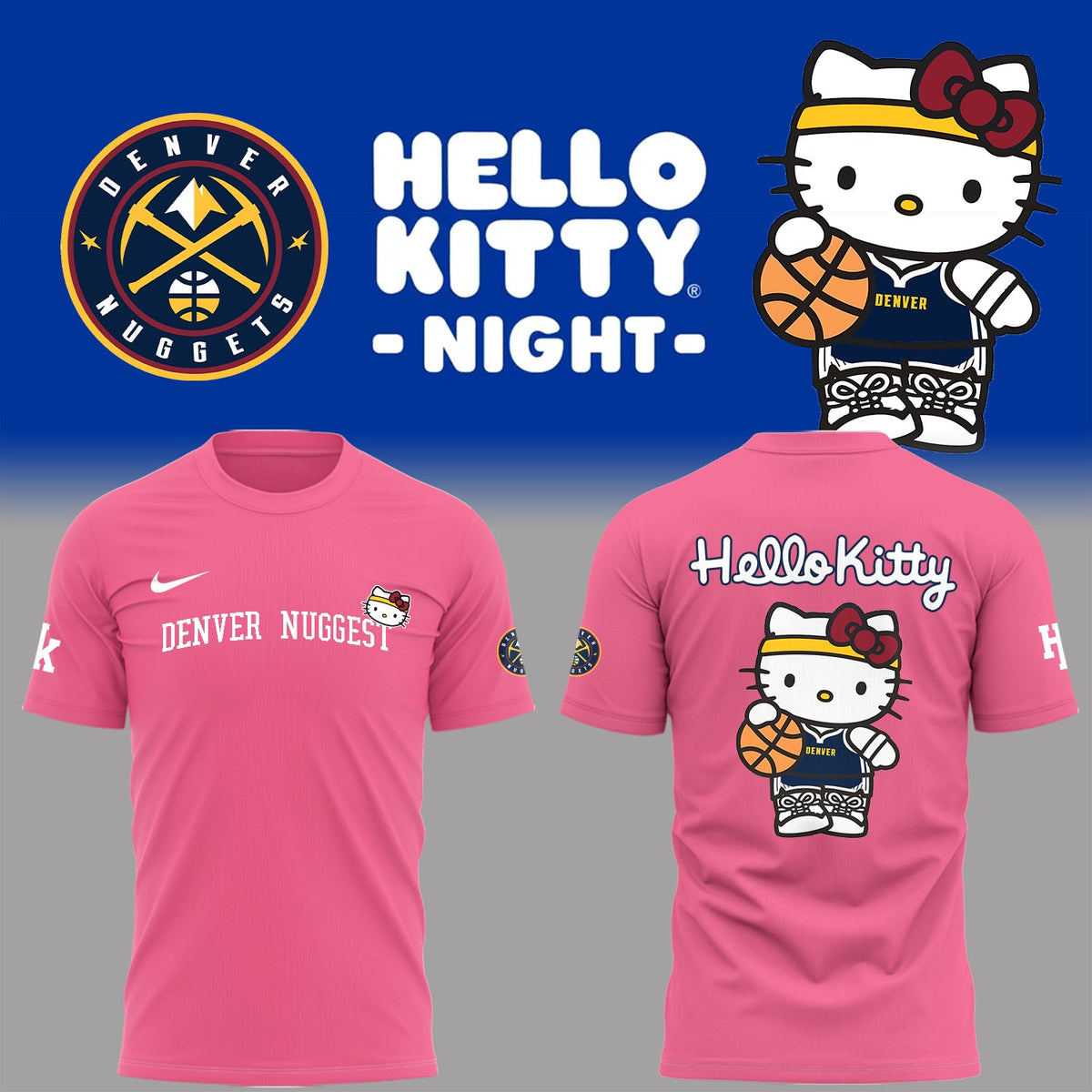 Limited Edition Nuggets x Hello Kitty Night TShirt