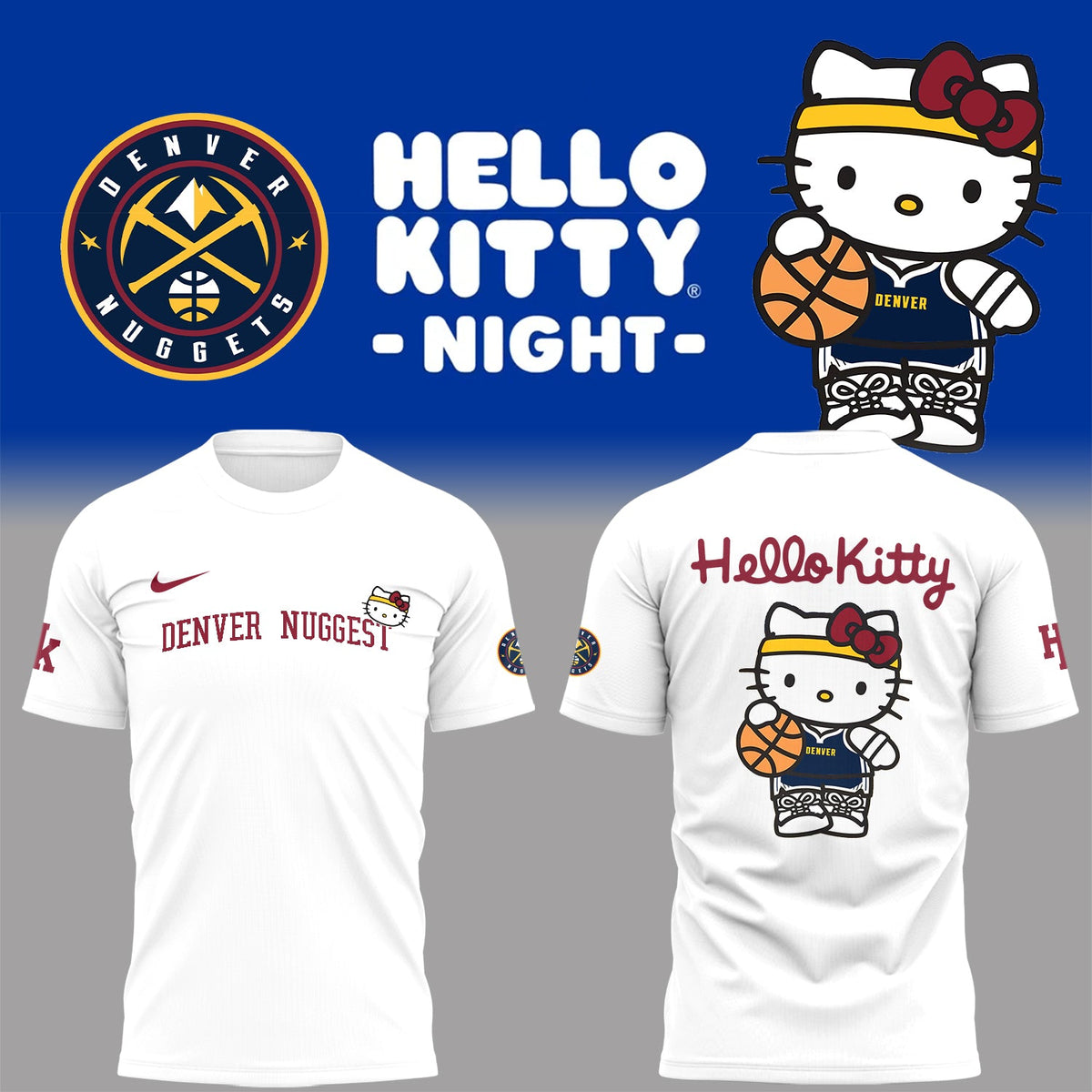 Limited Edition Nuggets x Hello Kitty Night TShirt