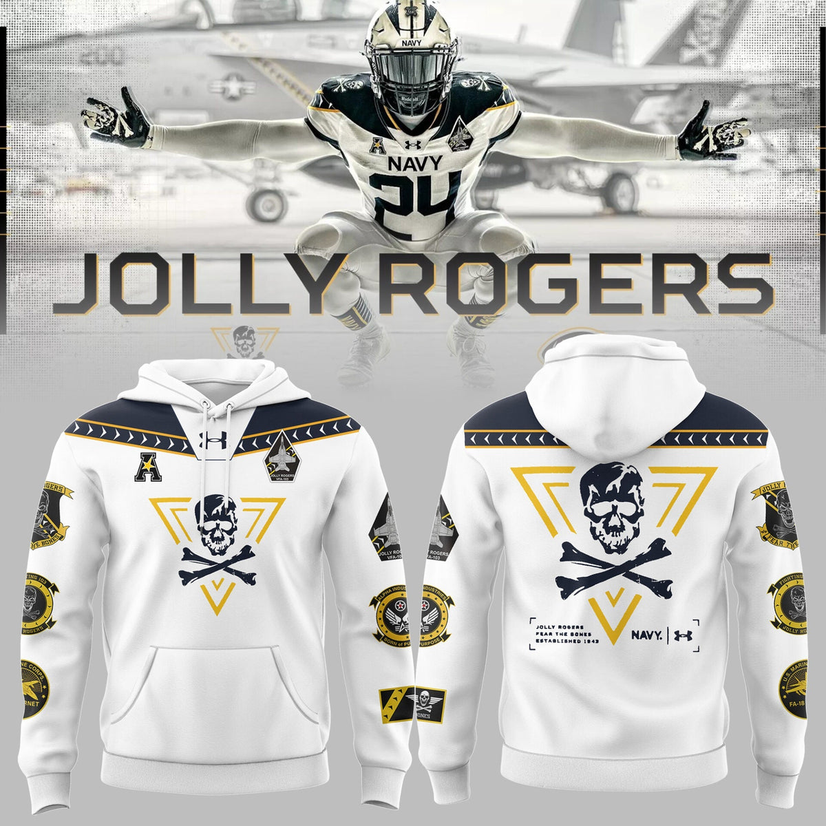 Limited Edition 2024 Navy FB White Hoodie