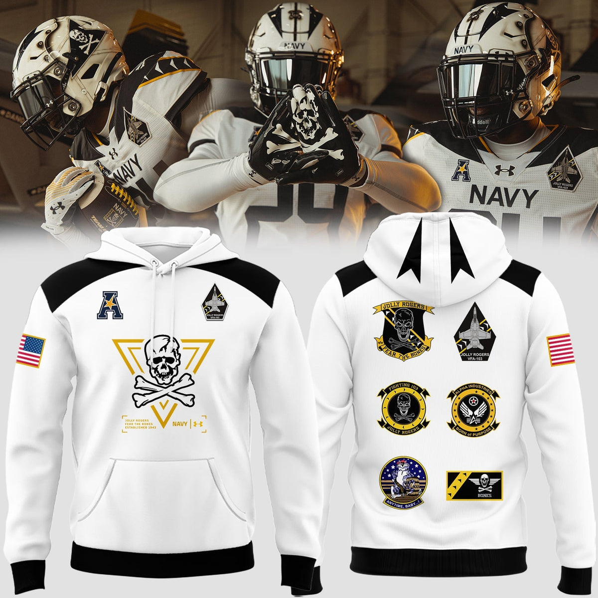 Limited Edition 2024 Navy FB White Hoodie
