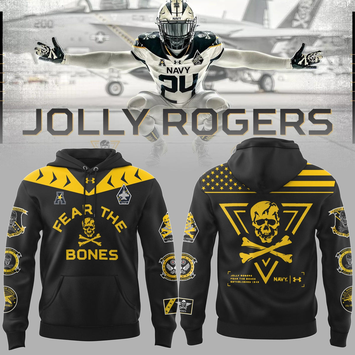 Navy Midshipmen Football NCAA 2024 Limited Veterans Jolly Jogger� Hoodie