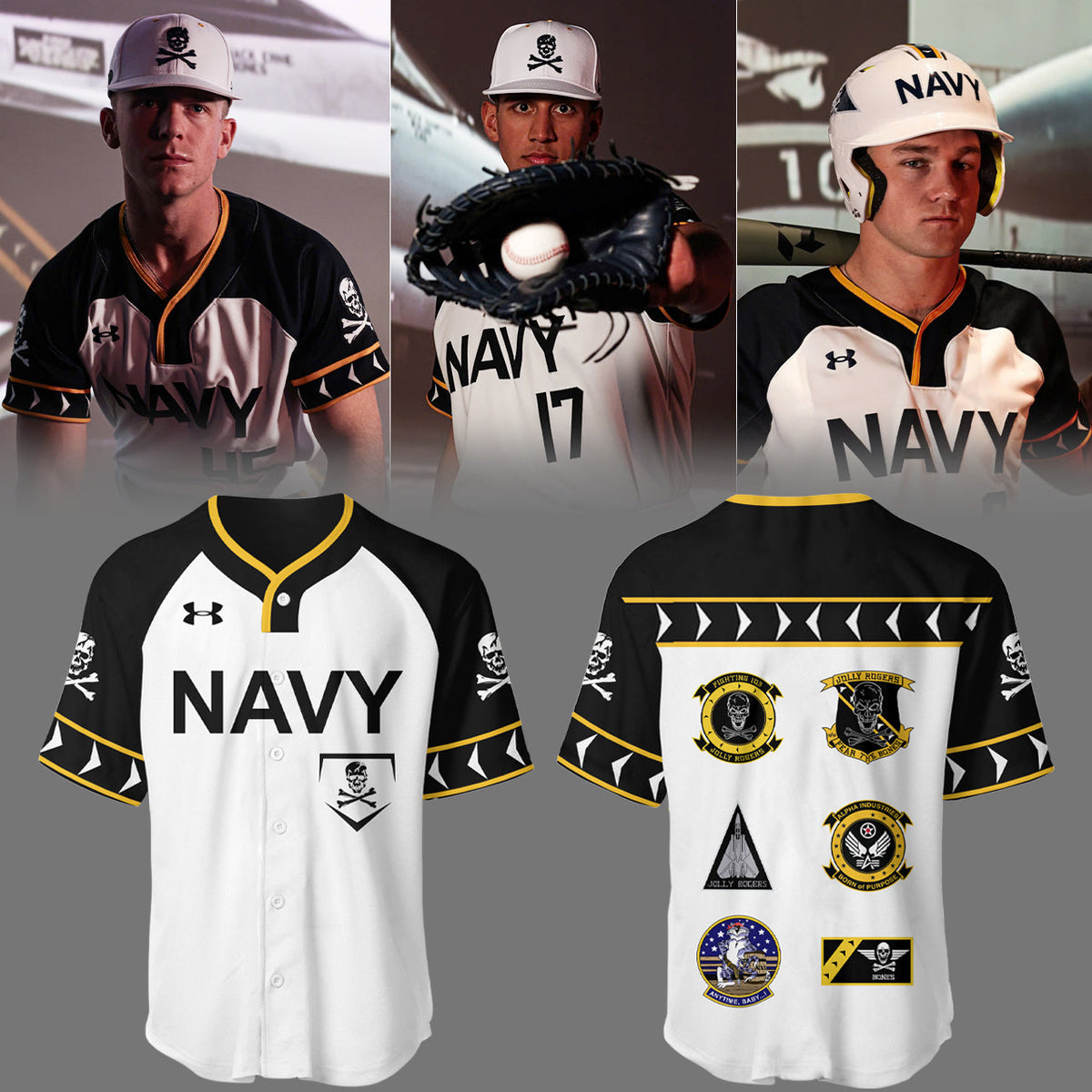 Navy Midshipmen Baseball 2025 Nike Limited Jolly Rogers� Custom Jersey