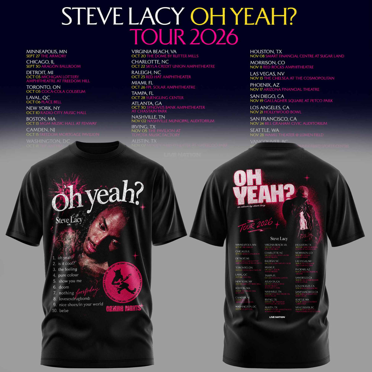 STEVE LACY — OH YEAH? TOUR 2026 T-SHIRT
