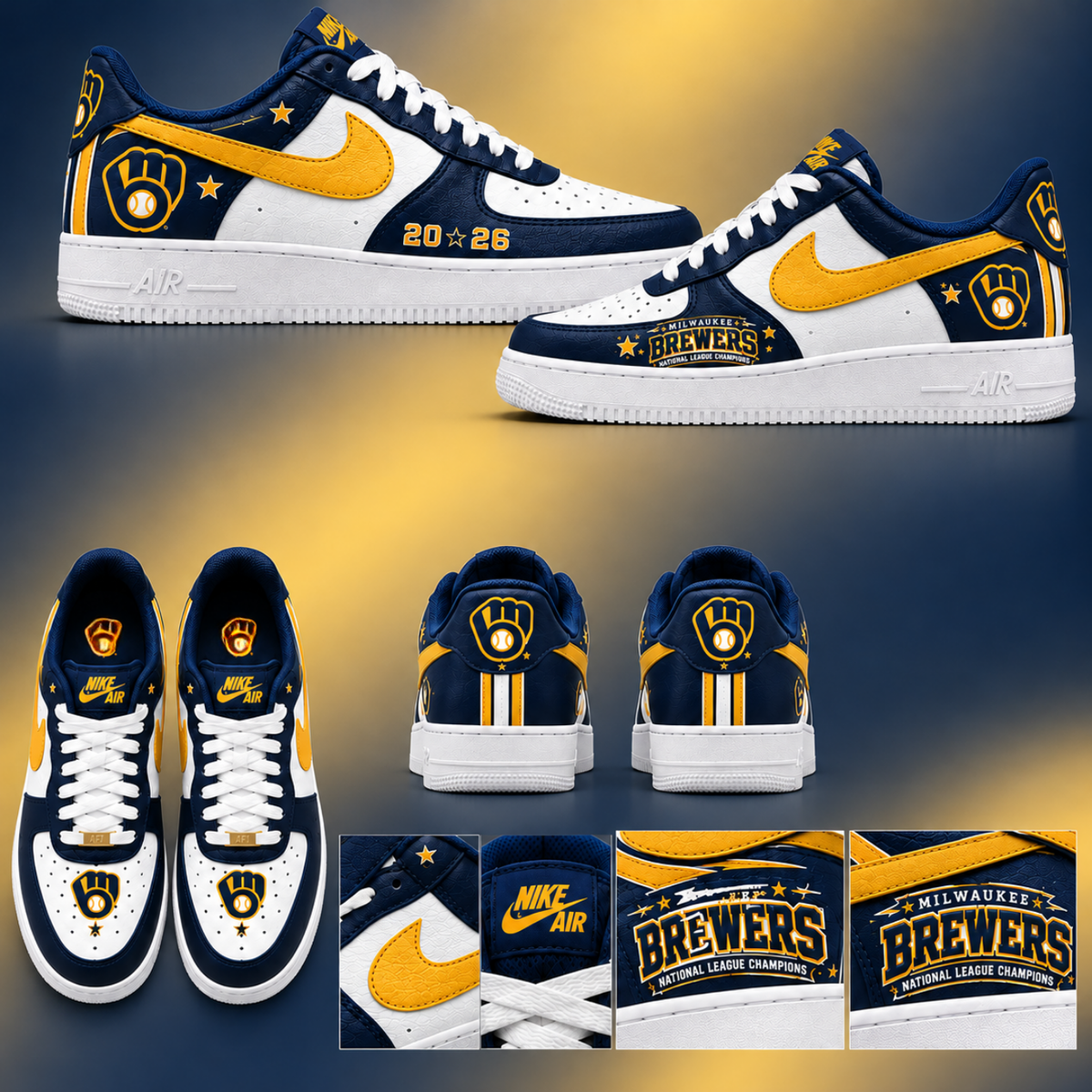 Milwaukee Brewers NLCS Champions 2026 Edition AF1 Shoes