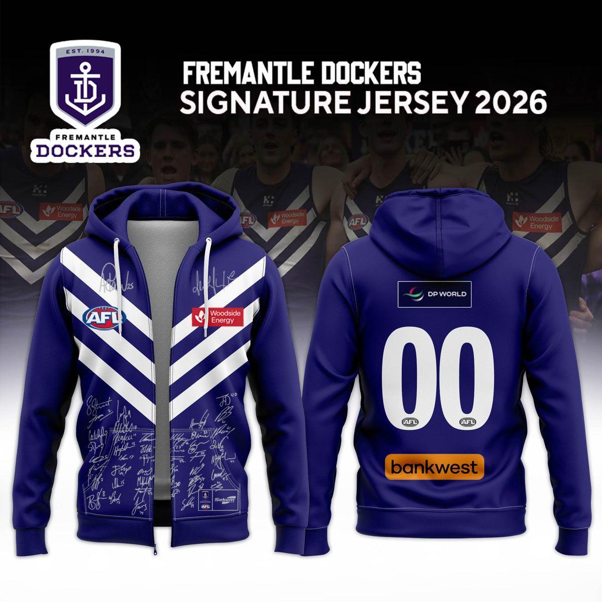 Fremantle Dockers 2026 Signed ZipHoodie