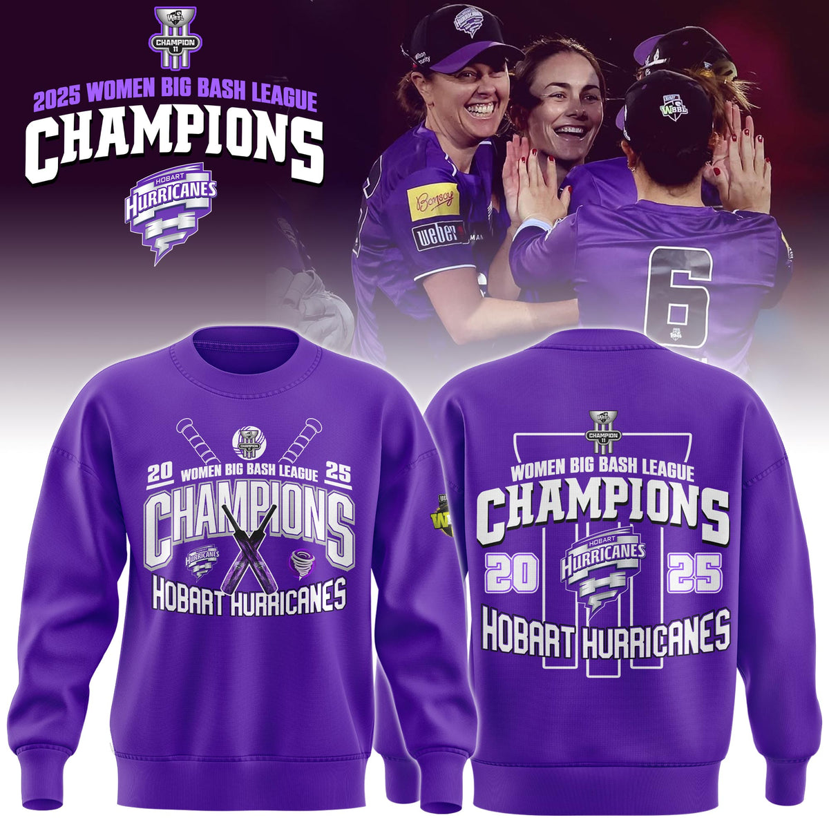 Hobart Hurricanes 2025 WBBL Champions Sweatshirt Limited Edition