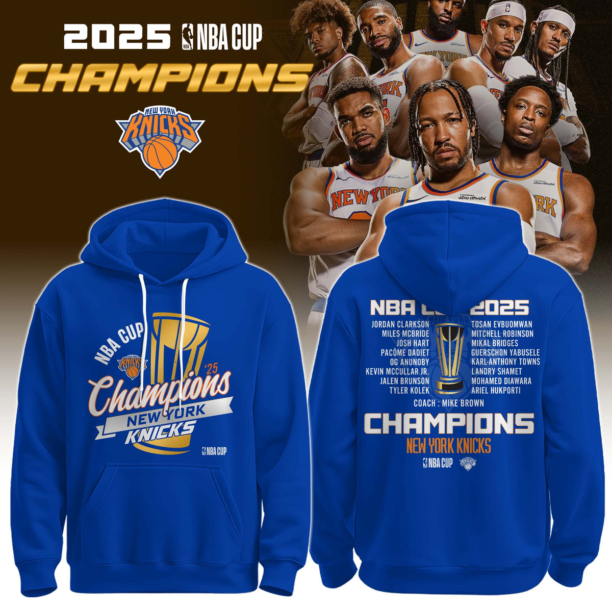 New York Knicks 2025 NBA Cup Champions Hoodie Limited Edition