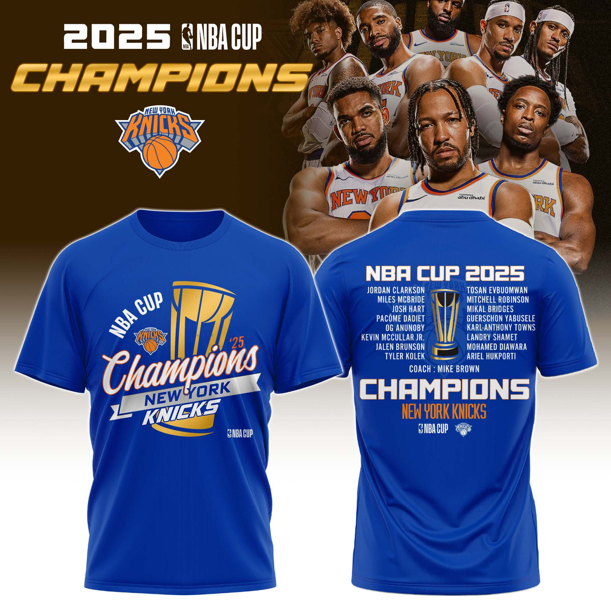 New York Knicks 2025 NBA Cup Champions T-Shirt Limited Edition