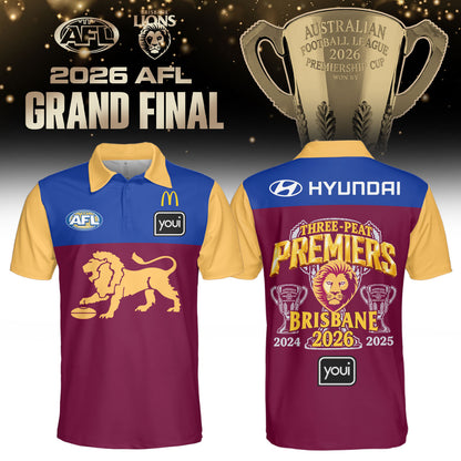 Brisbane Lions 2026 Three-peat Premiers. Limited Edition Polo