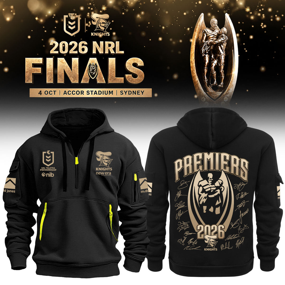 Newcastle Knights NRL Premiers 2026 Half ZipHoodie