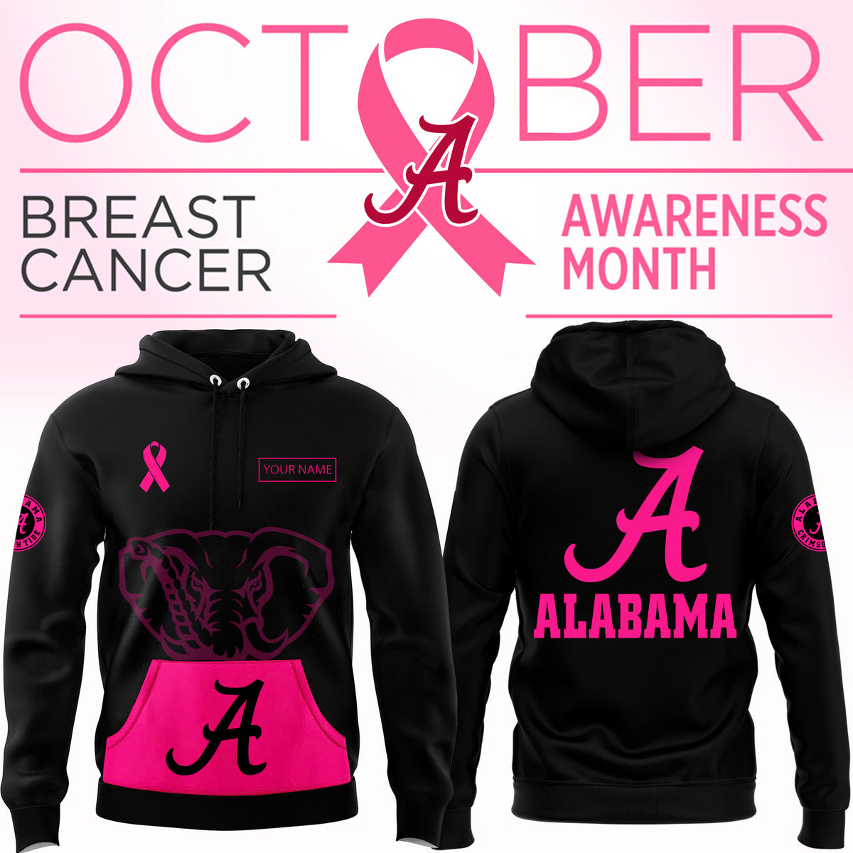 Alabama Crimson Tide x Breast Cancer Awareness Special Edition Personalized Hoodie