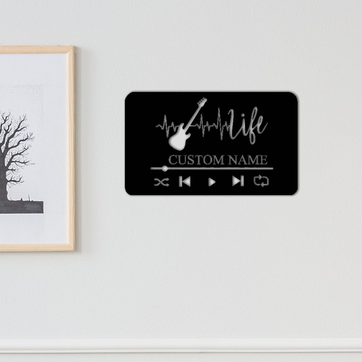 Custom Music Player Metal Sign,Guitar Wall Art,Guitar Decor,Guitar Wall Hanging For Music Room Decor,Guitar Studio Name Decor,Music is Life