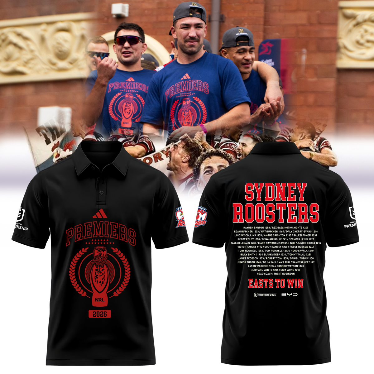 Limited Edition Sydney Roosters NRL Premiers 2026 Polo