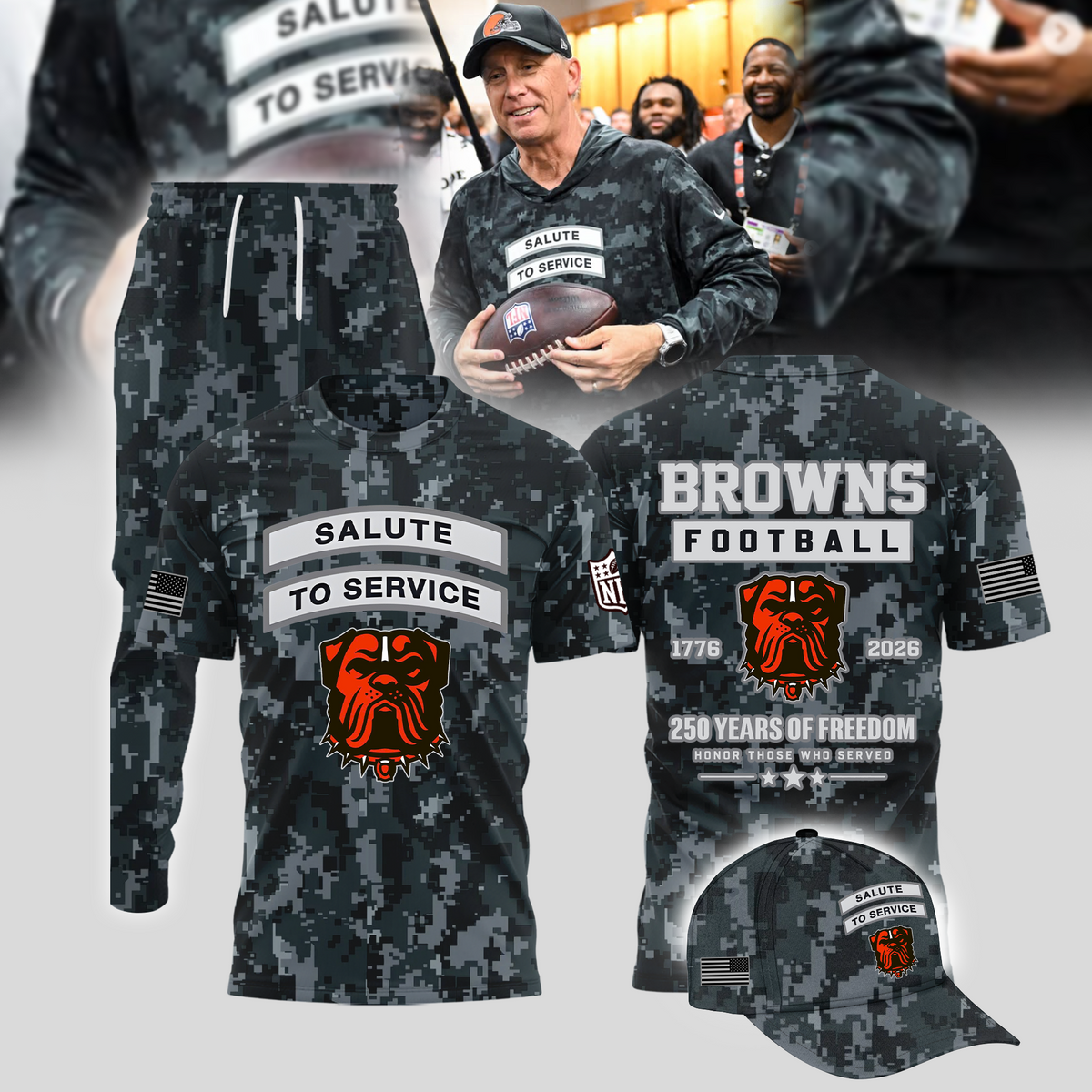 Salute to Service Cle Browns Camo Football Hoodie