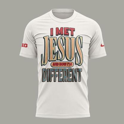 Back at Ohio State, J.T. Tuimoloau makes a statement in the ˜I MET JESUS AND NOW I™M DIFFERENT™ T-Shirt