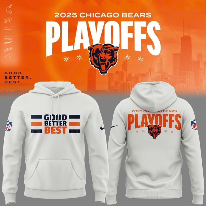 Men's White Chiago Bears 2025 Playoffs Special Hoodie