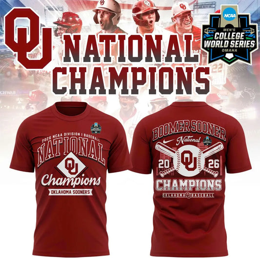 Oklahoma Sooners 2026 NCAA Baseball National Champions Tshirt