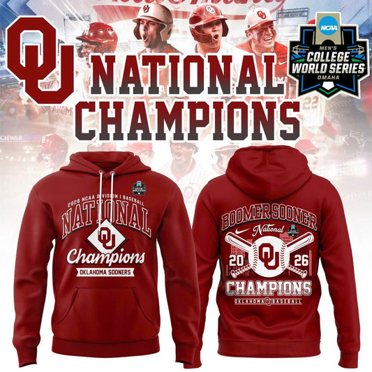 Oklahoma Sooners 2026 NCAA Baseball National Champions Hoodie